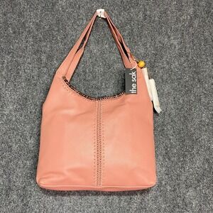The Sak Huntley Leather Hobo Bag Vintage Coral‎ Stitch Detail Shoulder Bag NWT